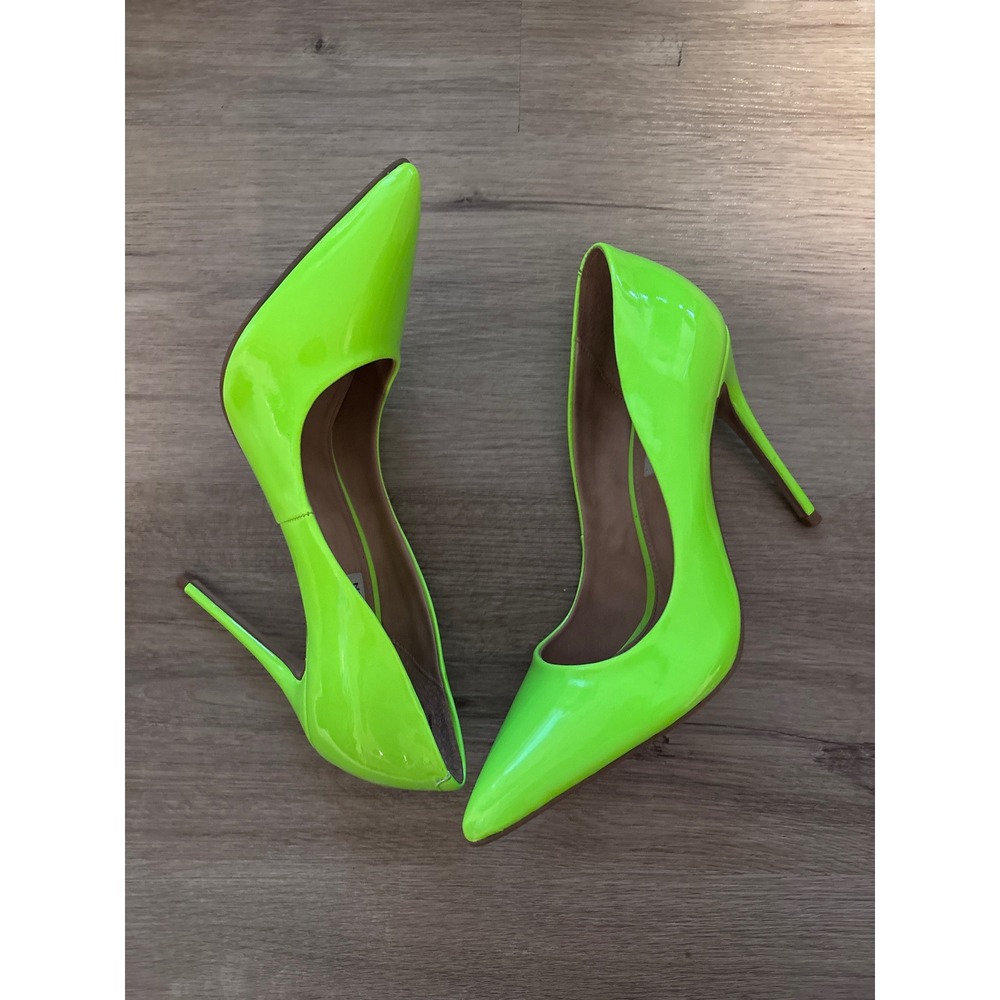Steve Madden Daisie Neon Lime Green Patent Pointed Toe Stiletto Pumps Heels 8 - Picture 7 of 7